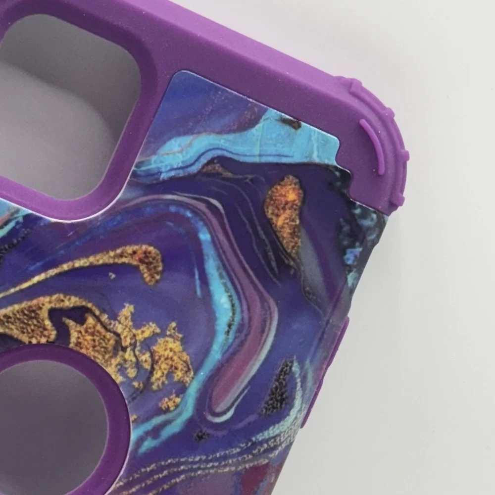 Shockproof iPhone 11 Cell Phone Case hard cover, Triple Layer, purple, gold